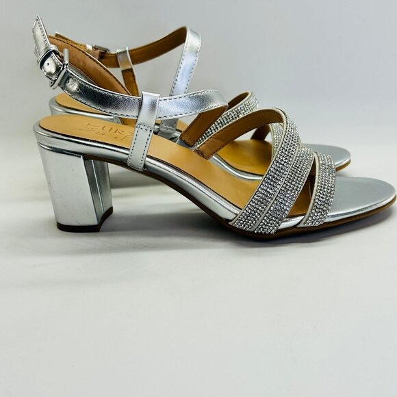 Naturalizer Bridget 4 Rhinestone Block Heel Sandal Size 6M Silver Dress Shoe - Picture 7 of 16